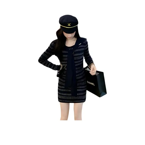 Fish Rabbits Длинное платье с длинными рукавами женское синий в полоску