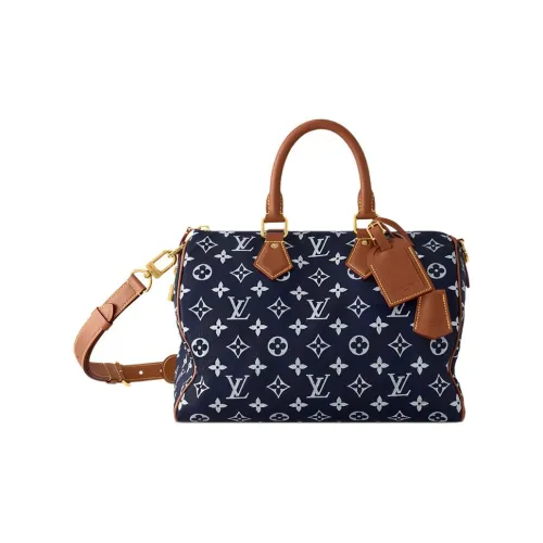 LOUIS VUITTON NIGO Collaboration Speedy Телячья кожа Сумка через плечо Сумка Мужская Синяя