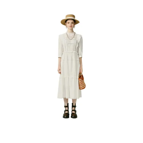 AIVEI Длинное платье с длинными рукавами женское белое