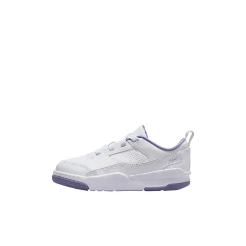 Jordan Flight Корт Детские баскетбольные кроссовки Низкий Топ Белый Темно-фиолетовый Для дошкольников