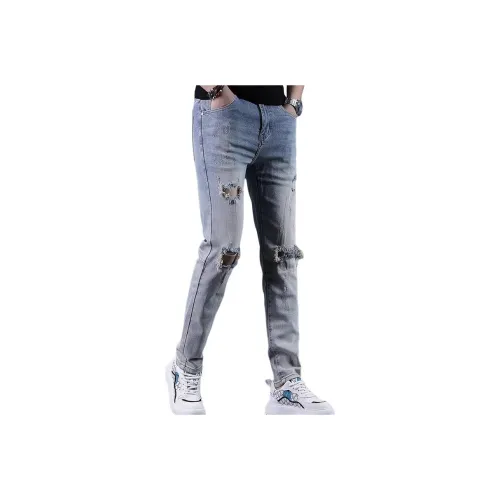 FRALAARRI Пепельный Синий Мужские Джинсы