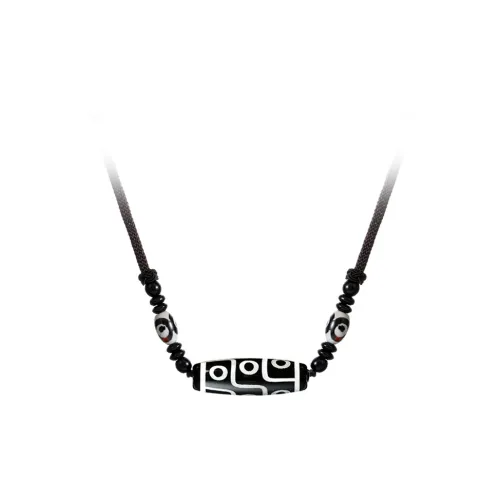 Qing Yi Индивидуальный Модный Винтаж Этнический стиль Тибетский Богатство Привлекающий Бусина Удачи Плетеная Веревка Ожерелье Унисекс