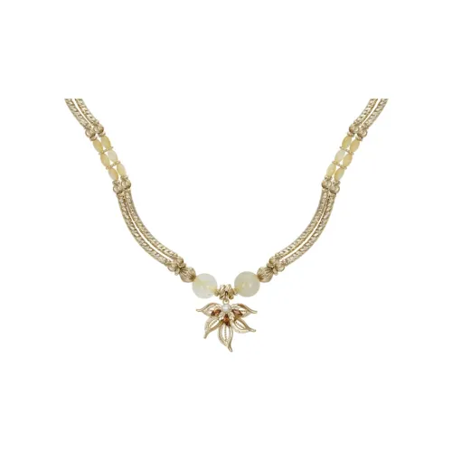 RiotLILY MULTI Layer Бусины Лист Подвеска с Коричневым Кристальным Цепочкой на ключицу Ожерелье Унисекс