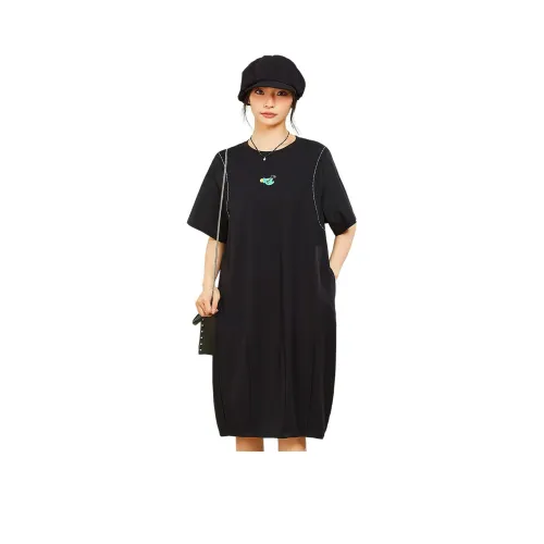 MUGUOGUOMU Короткий рукав Платье Женское