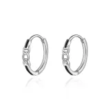 Кольца-серьги с черным цирконом, пэчворк, без рисунка (1 пара)