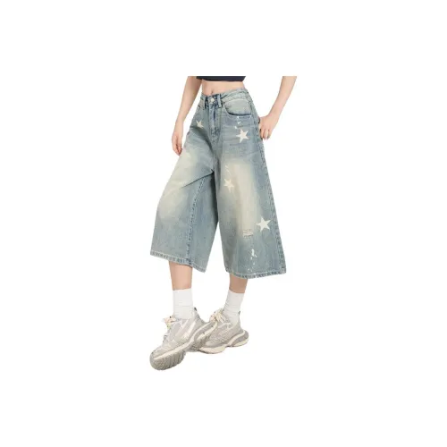 OMOIDAS Винтажные синие женские джинсовые шорты