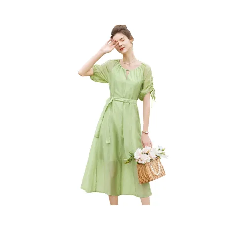 TOUCH Короткий рукав Платье Женское Зеленое