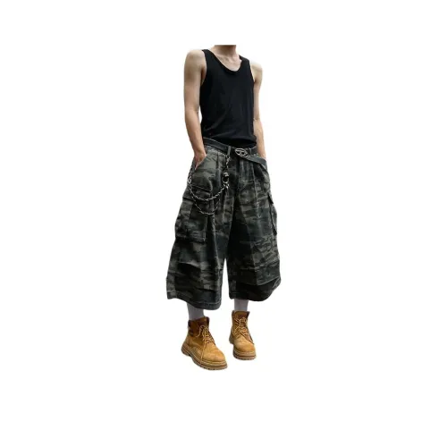 MORii Зеленый камуфляж Унисекс Джинсовые шорты