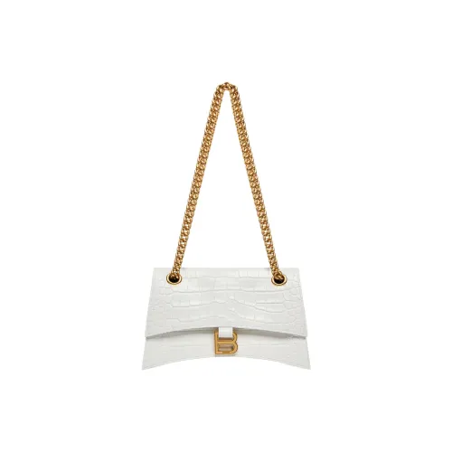 Balenciaga Crush Крокодиловый узор Тисненый Коровья кожа Портативная Сумка через плечо Маленькая Сумка через плечо Женская Белая