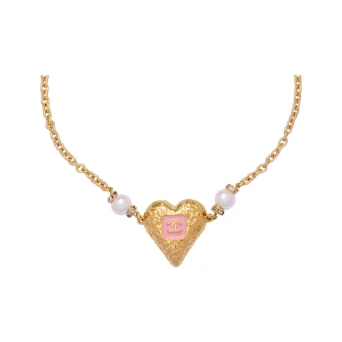 CHANEL Double C Металл Стразы Жемчужные ожерелья Женские Золотой