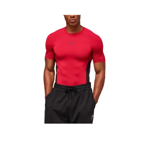 GYMSHARK T-Shirt Мужской Рубиново-Красный Черный