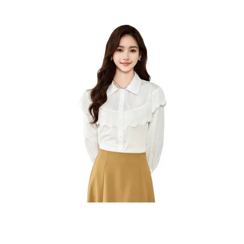 Love Elaine Весенний Осенний Рубашка Стандартный Женская Белая