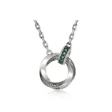 Зеленый ромб Mobius двойное кольцо ожерелье [Длина (размер в длину) регулируемый 60 см]