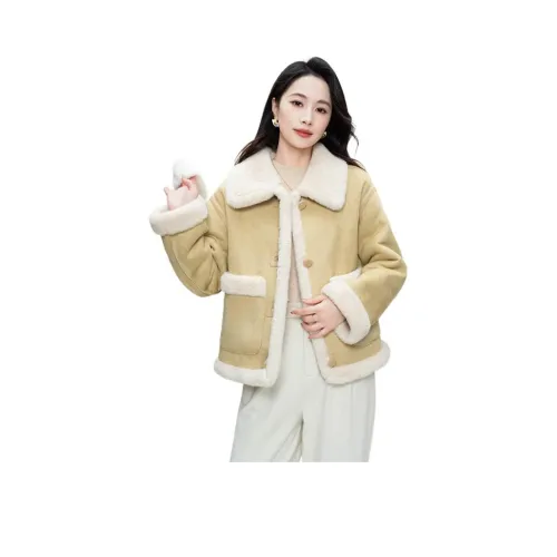 XIAFANNI Cropped Coat Women's Yellow Green XIAFANNI Укороченное пальто женское желтый зеленый