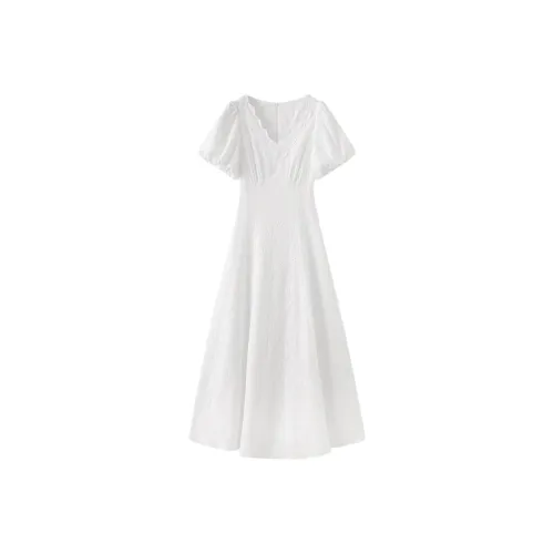 MH Белые Женские Короткие Платья с Рукавами