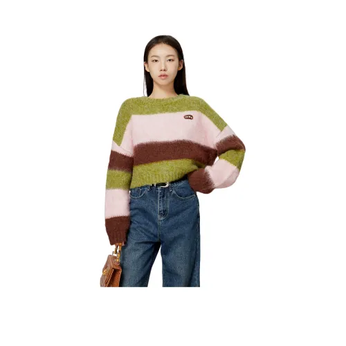 Weekly Трикотаж Женский Розовый Зеленый Кофейный Полоски