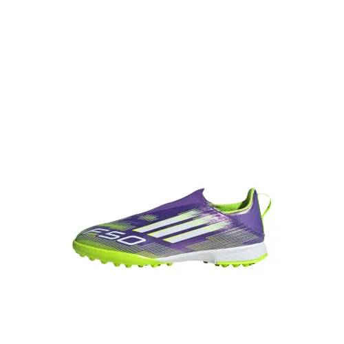 Adidas F50 League Low Топ Детская футбольная обувь Фиолетово-зеленая Детская
