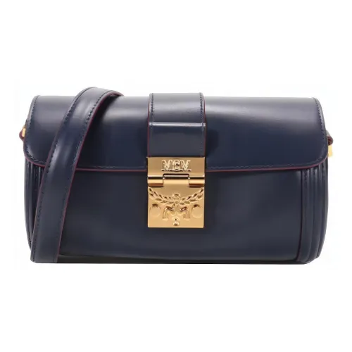 MCM Tracy Visetos Кожа Сумка через плечо Маленькая Женская Морской Синий