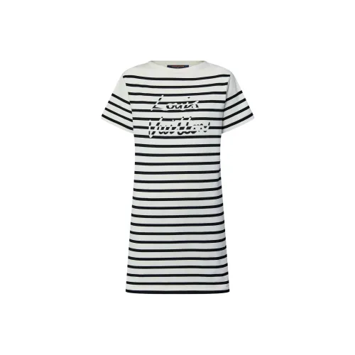 LOUIS VUITTON Короткое платье с короткими рукавами женское белое