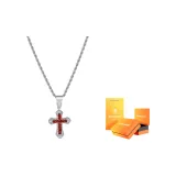 Ожерелье с ярким цирконием в форме креста - красное