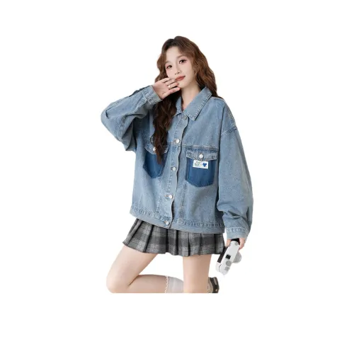 Tonlion Светло-синие Женские Джинсовые Куртки