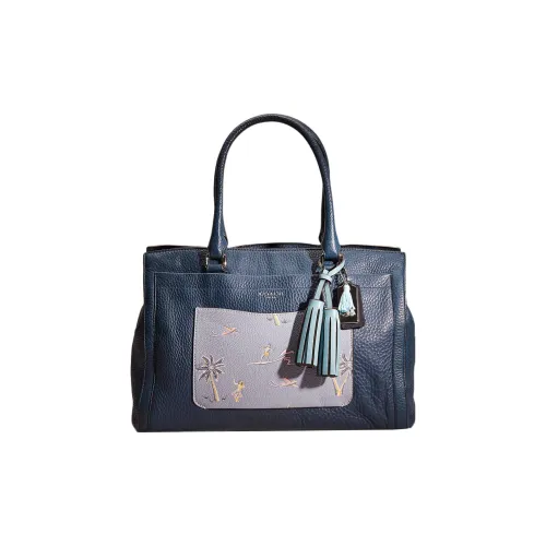 COACH Legacy Пескоструйная кожа Тоут Сумка Сумка для покупок Сумка через плечо Сумка Большая Женская Морской синий