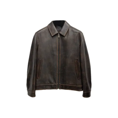 Devanro Натуральная кожа Куртка Мужская Темно-коричневая