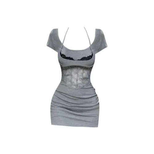 GEZITAI Короткое платье с короткими рукавами женское