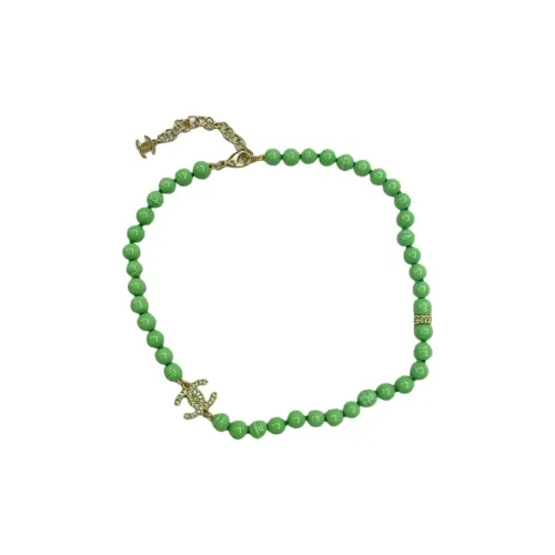 CHANEL CC Стразы PEARLS Ожерелья Женские Зеленый