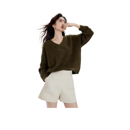 Hopeshow Свитер Женский Темно-оливковый Зеленый