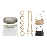 (Coach Хобо Сумка) Белый DuPont Бумага + Золотисто-коричневая Луна + Собачья Заколка Декоративная Цепь 45 см