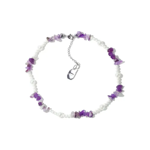 Get'em ON Фиолетовый Галька Белая Раковина Бусина Ожерелье Унисекс