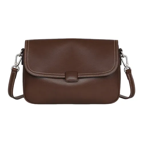 PT'SON Сумка через плечо из коровьей кожи стандартная женская кофейного черного цвета