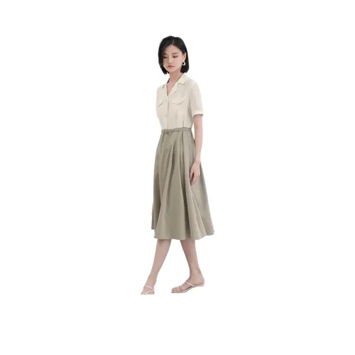 IHIMI SS24 Короткий рукав Платье Женское Многоцветное