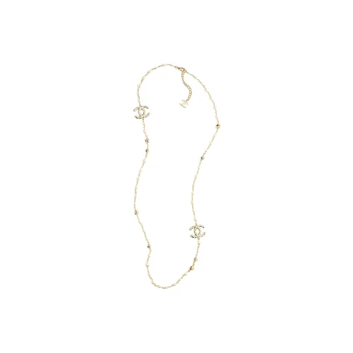 CHANEL 24B Металл Искусственный жемчуг Стразы Crystal Necklaces Женские Золотой