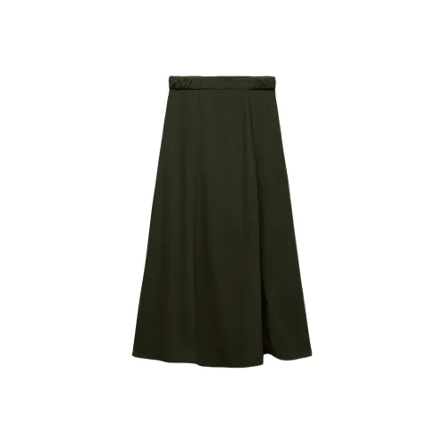 ZARA Хаки Женские Повседневные Длинные Юбки