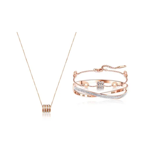 Kelanxi Медные Ожерелья Женские Розовое Золото