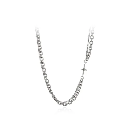 Inkopper Титановые стальные ожерелья унисекс серебряные