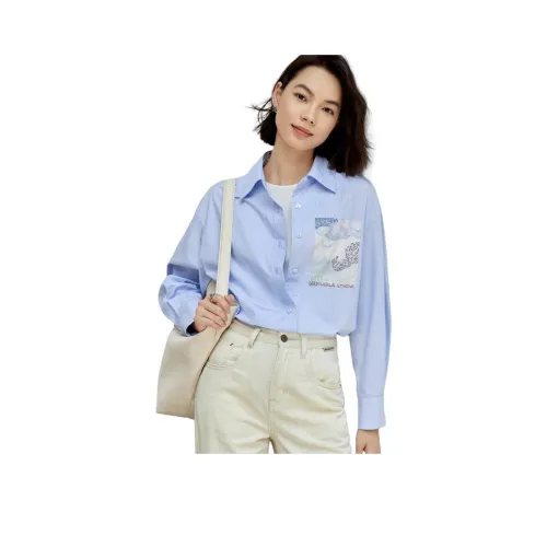 SENTUBILA Синие полосы Цветочный Женские Рубашки