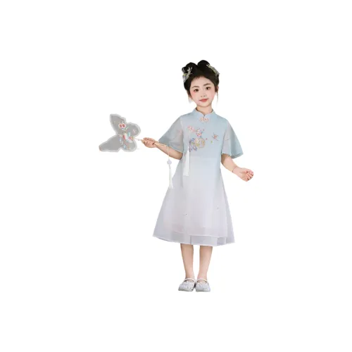 Because no Ханьfu Светло-синий Дети Возраст 3-7 лет