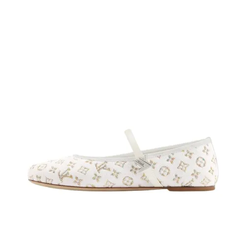 LOUIS VUITTON Romy Плоская подошва Туфли Мэри Джейн Женские Цвет Слоновая кость