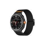 Черный, эластичный нейлон с пряжкой в форме головы быка