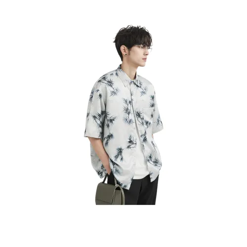 EARL JOEL Белый Кленовый Лист Мужские Рубашки