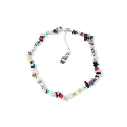 Get'em ON Смешанный Галька Смешанный Оболочка Бусины Титановая сталь Серебряный самородок Ожерелья Унисекс