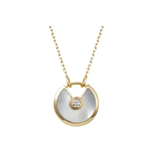 Cartier Колье Amulette De Cartier, Маленькая Модель Желтое Золото, Белый Перламутр, Бриллиант