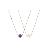 Кулон "Четырехлистный клевер" - Белый + Фиолетовый