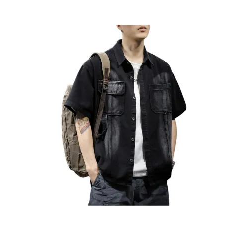 QIANJINNIU Черная унисекс рубашка