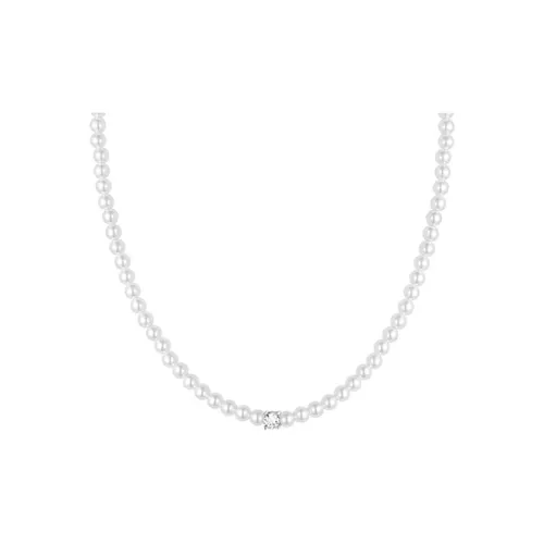 NATURALLYJOJO Искусственный жемчуг титановая сталь с цирконом ожерелья женские серый белый