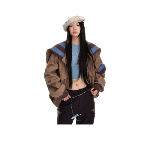 JIKOO Куртки Пальто Женские Кофейного цвета