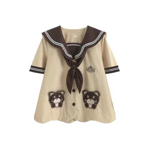 Luohua Candy Цветочный Медвежонок, Короткий рукав Одиночная упаковка + Галстуки-бабочки Женская униформа